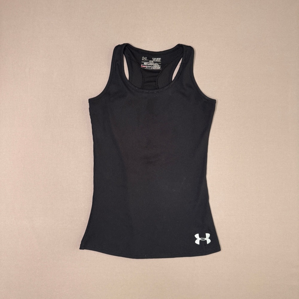 Under Armour Kids HeatGear Ribbed Racerback Tank Top Black Youth Small